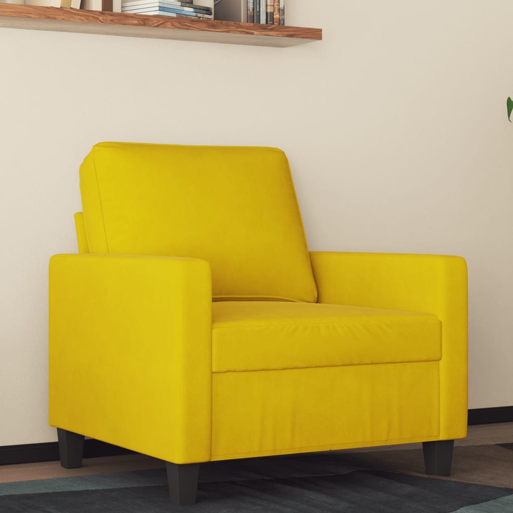 Fauteuil Jaune 60 cm Velours Canapés vidaXL   