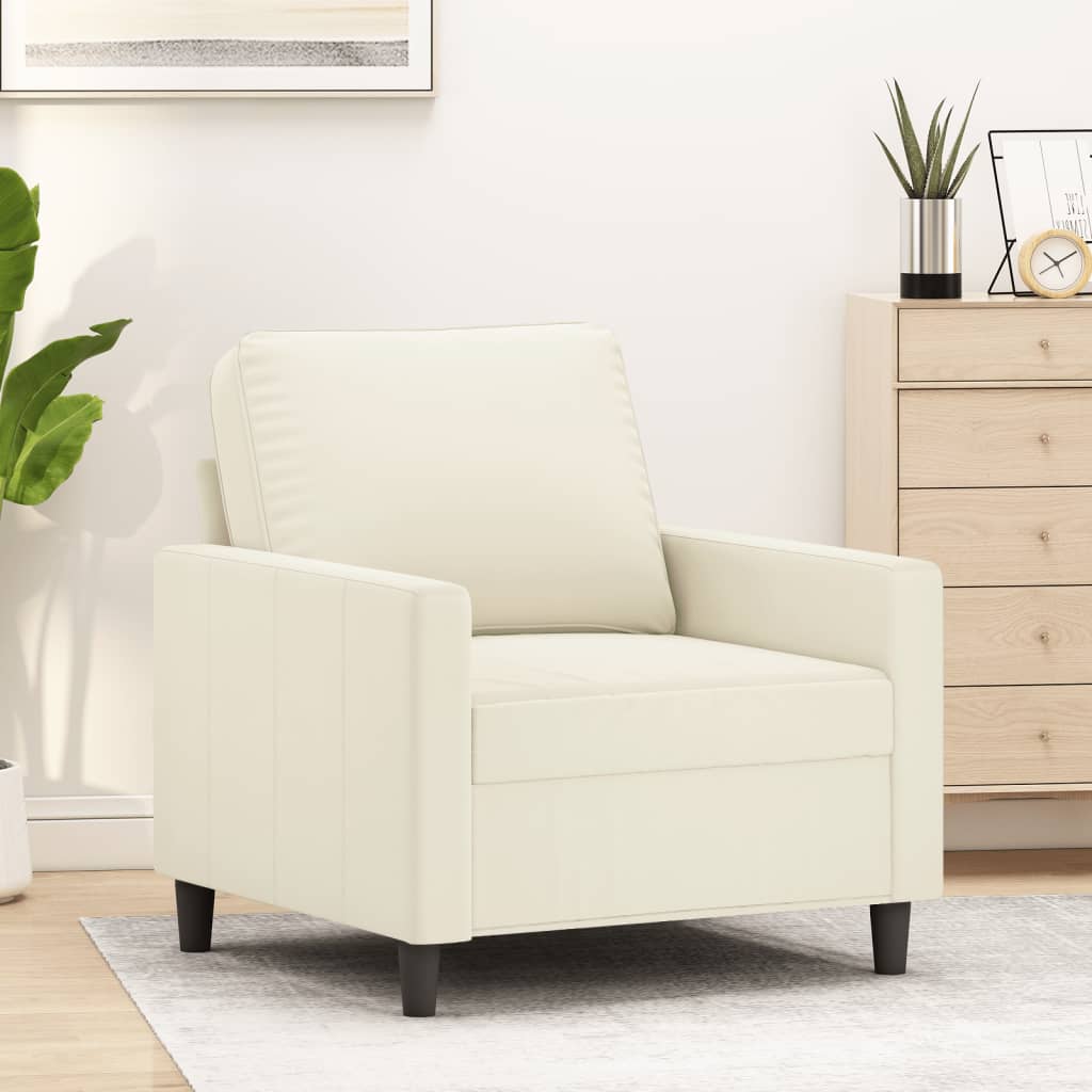 Fauteuil Crème 60 cm Velours Canapés vidaXL   