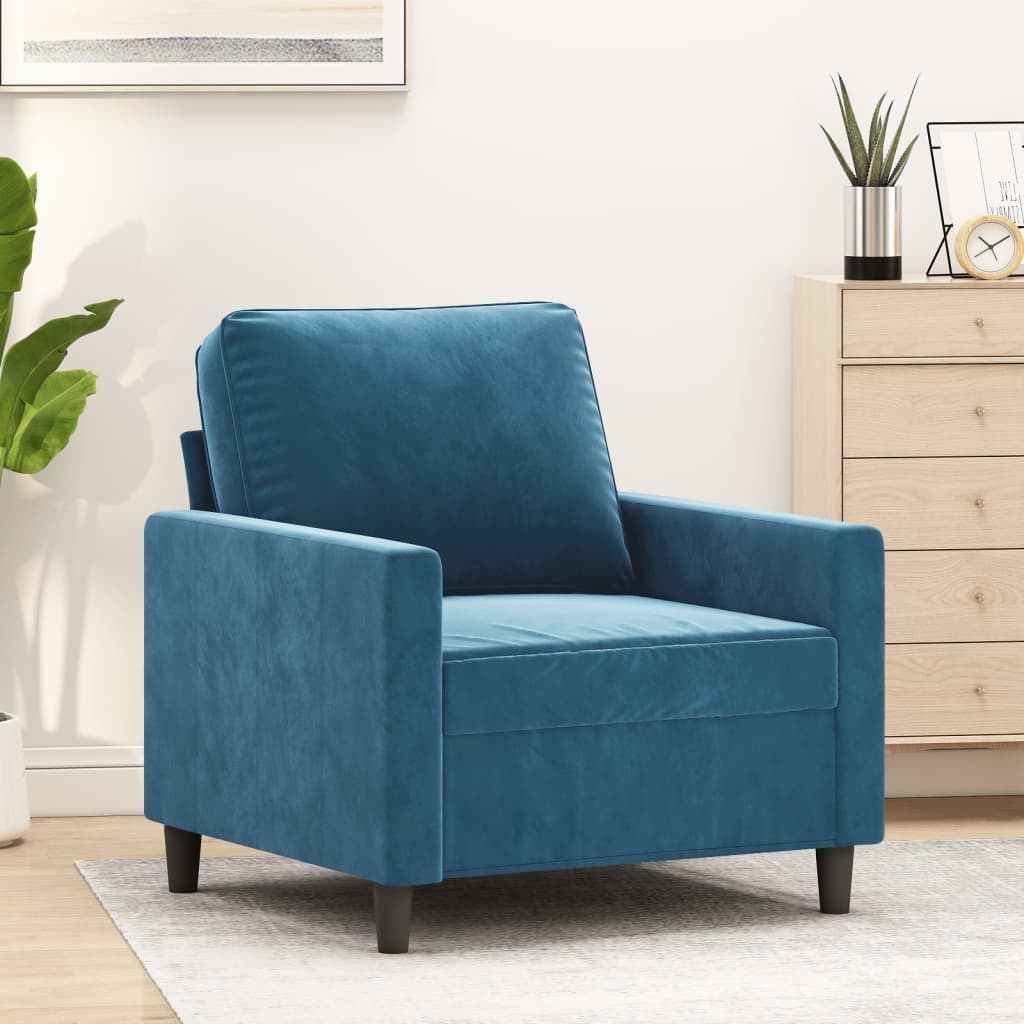 Fauteuil Bleu 60 cm Velours Canapés vidaXL   