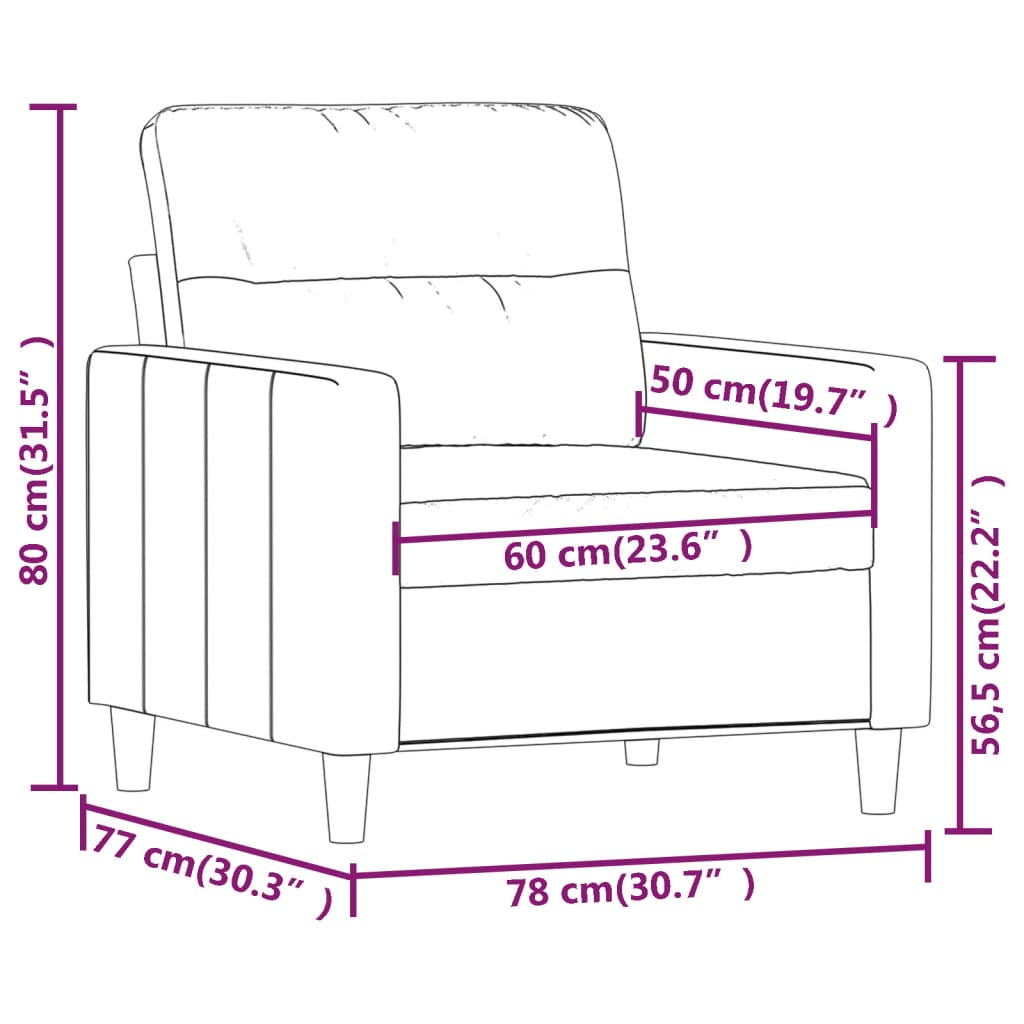 Fauteuil Jaune clair 60 cm Tissu Canapés vidaXL   