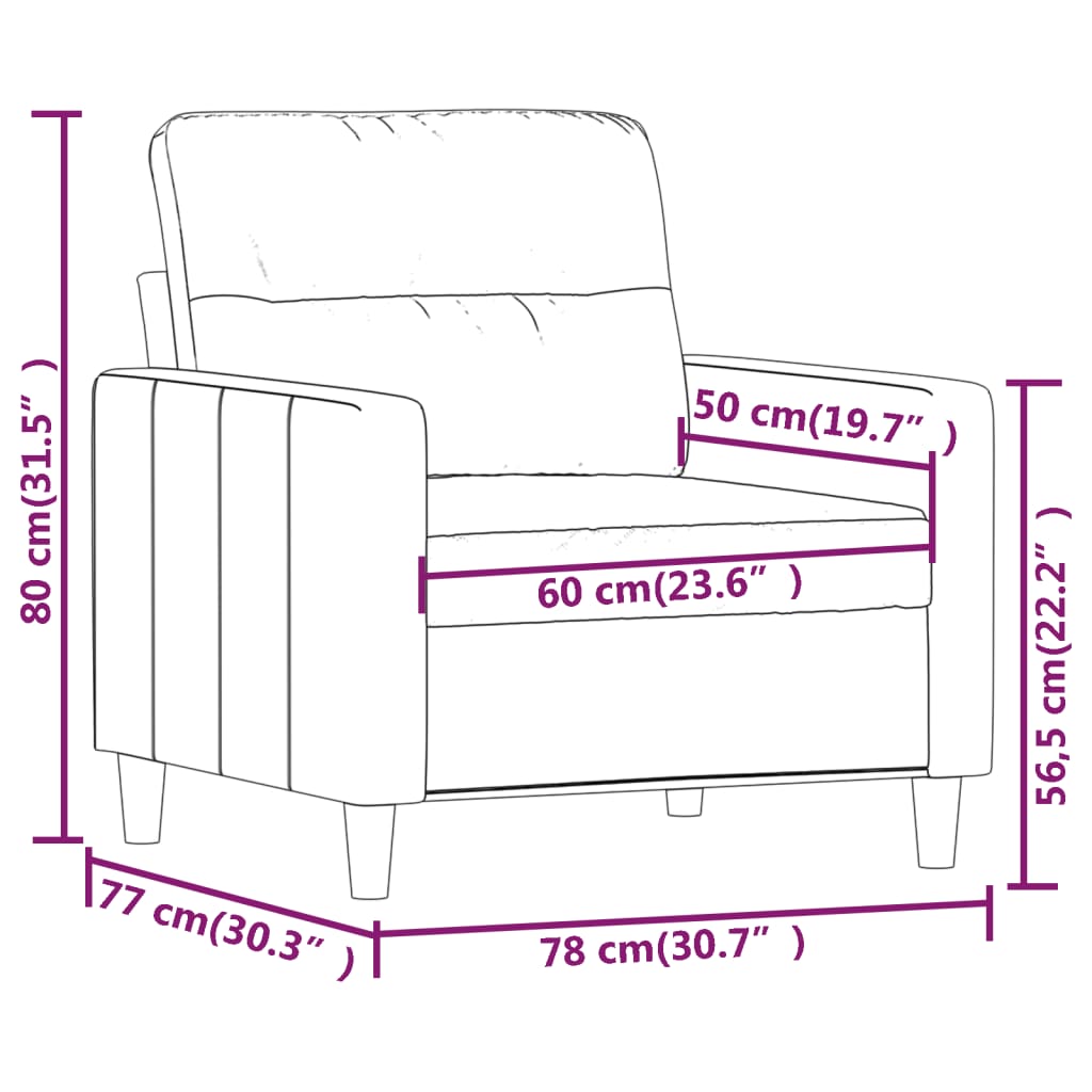 Fauteuil Taupe 60 cm Tissu Canapés vidaXL   