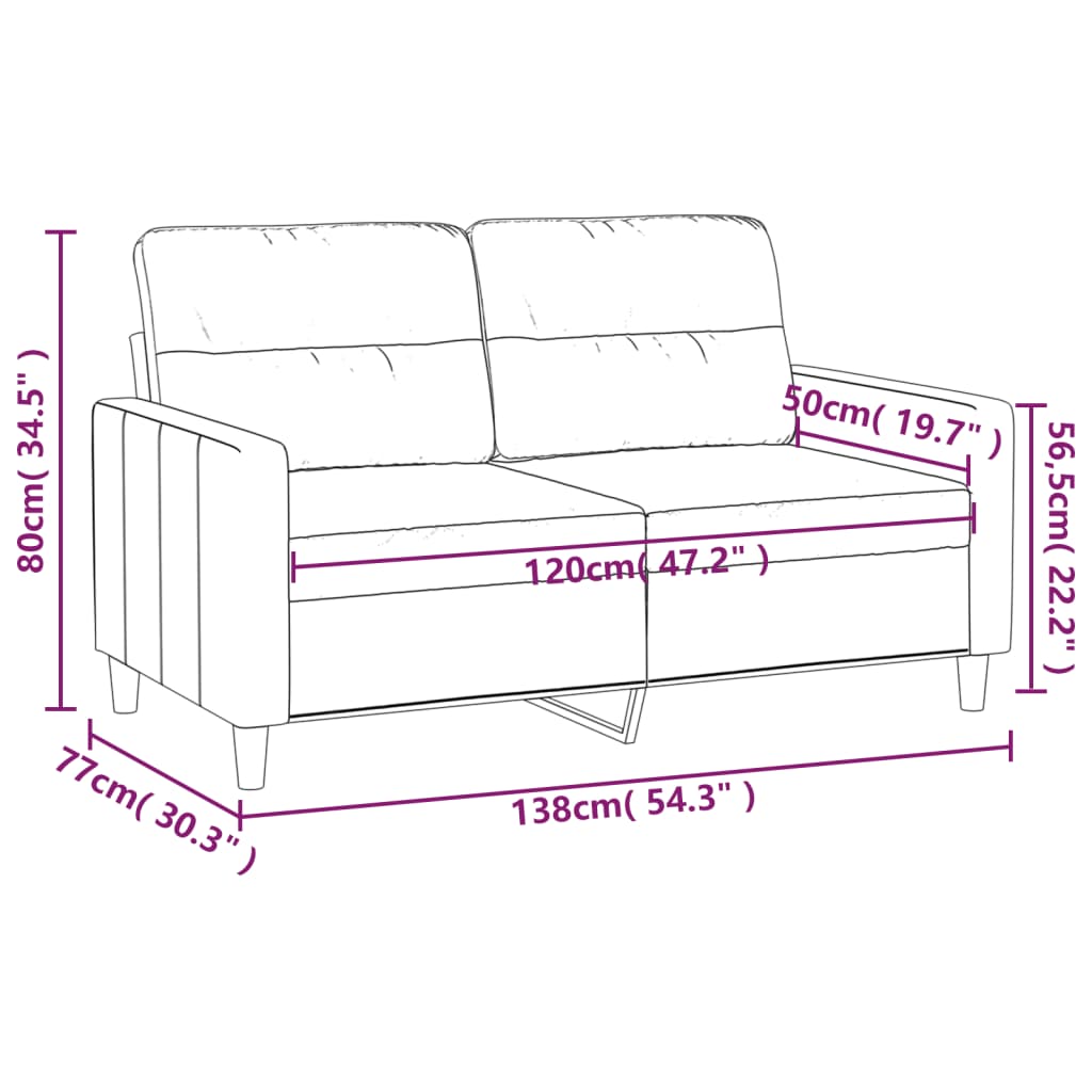 Canapé à 2 places Noir 120 cm Tissu Canapés vidaXL   