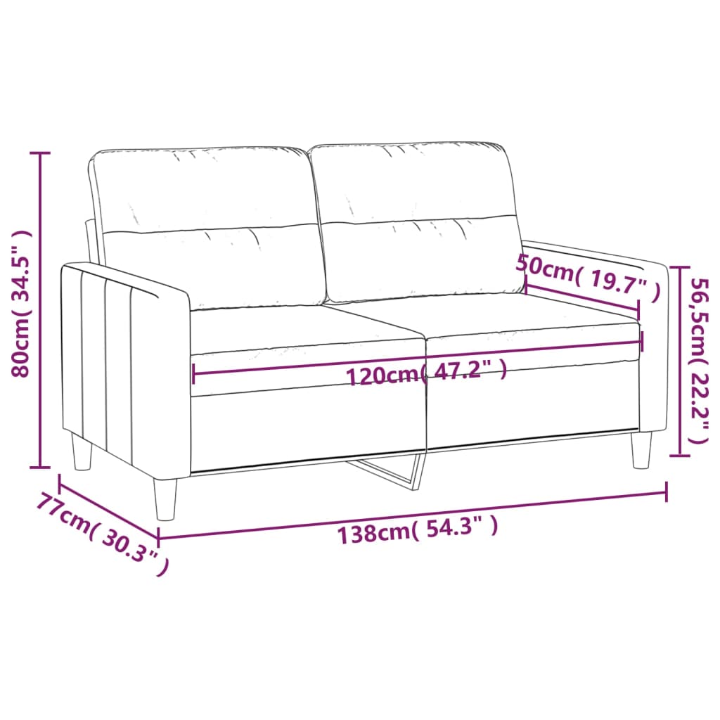 Canapé à 2 places Taupe 120 cm Tissu Canapés vidaXL   