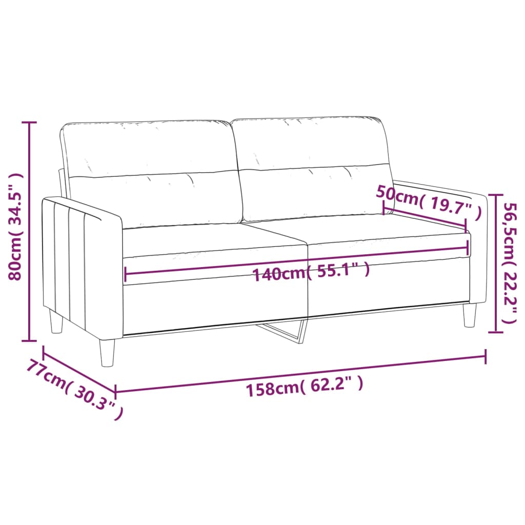 Canapé à 2 places Crème 140 cm Tissu Canapés vidaXL   