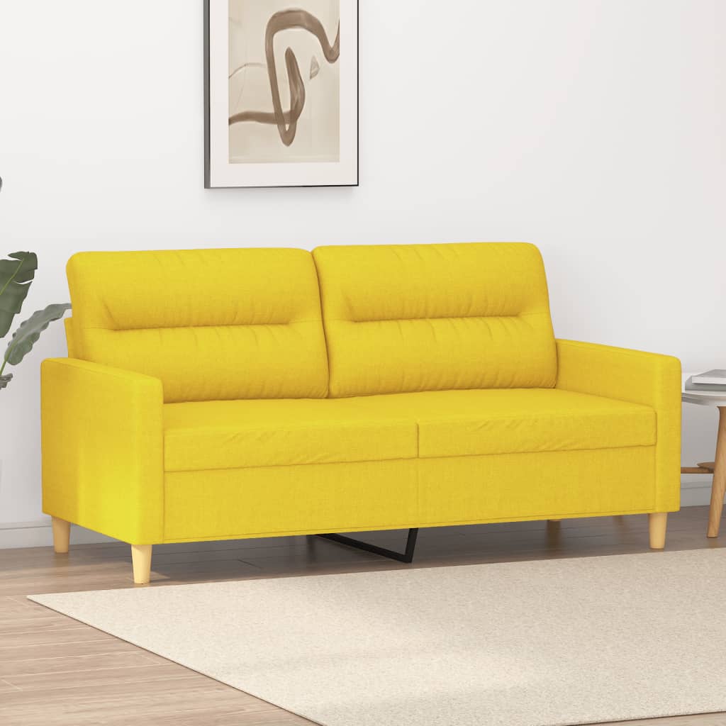 Canapé à 2 places Jaune clair 140 cm Tissu Canapés vidaXL   