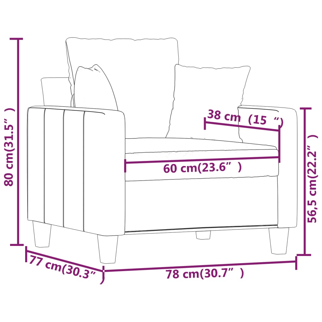 Fauteuil Gris clair 60 cm Tissu Canapés vidaXL   