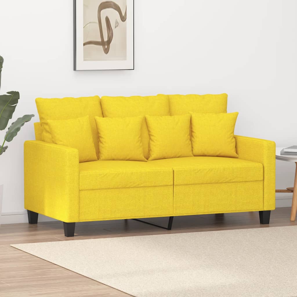 Canapé à 2 places Jaune clair 120 cm Tissu Canapés vidaXL   