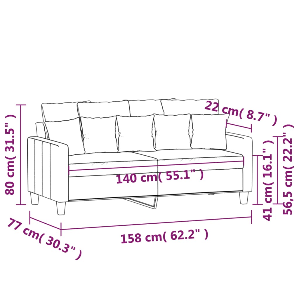 Canapé à 2 places Crème 140 cm Tissu Canapés vidaXL   