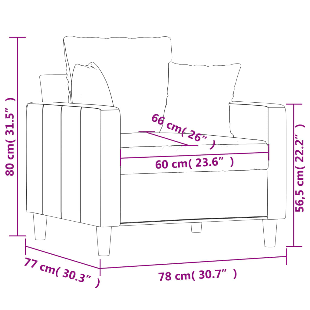 Fauteuil Gris clair 60 cm Velours Canapés vidaXL   