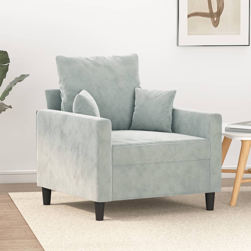 Fauteuil Gris clair 60 cm Velours Canapés vidaXL   