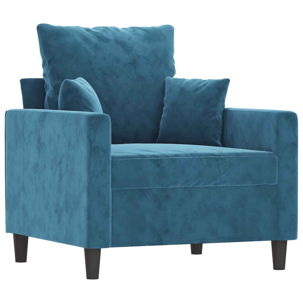 Fauteuil Bleu 60 cm Velours - Xios Store SNC