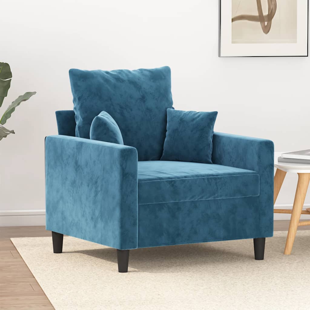 Fauteuil Bleu 60 cm Velours - Xios Store SNC