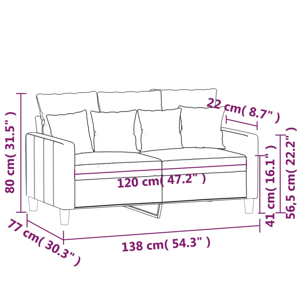 Canapé à 2 places Noir 120 cm Velours Canapés vidaXL   