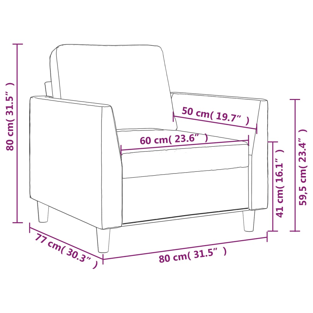 Fauteuil Crème 60 cm Similicuir Canapés vidaXL