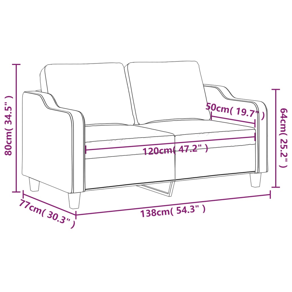 Canapé à 2 places Crème 120 cm Tissu Canapés vidaXL   