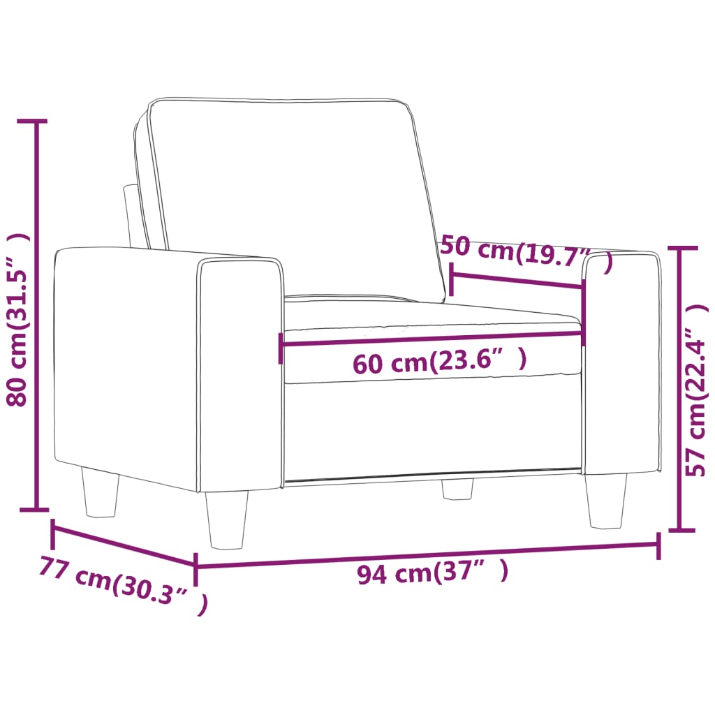 Fauteuil Crème 60 cm Tissu Canapés vidaXL   