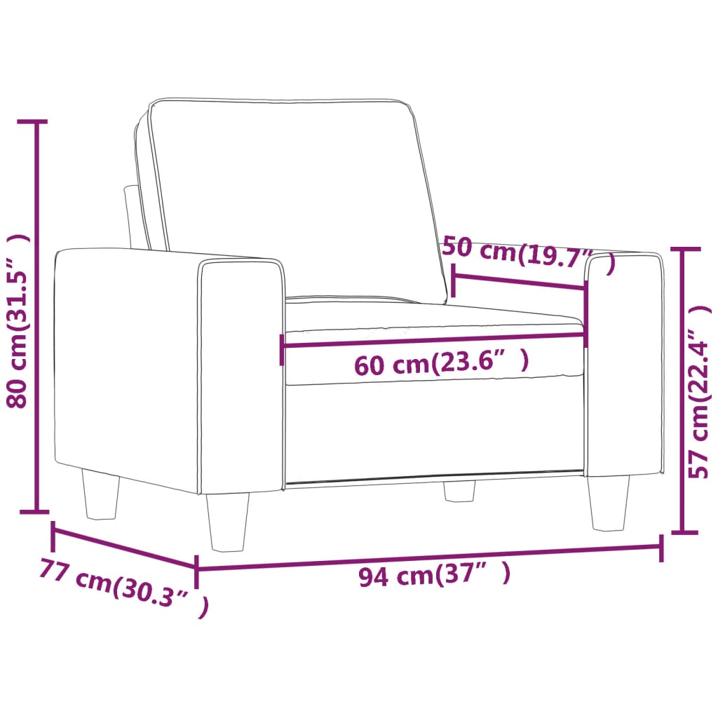 Fauteuil Rouge bordeaux 60 cm Tissu Canapés vidaXL   