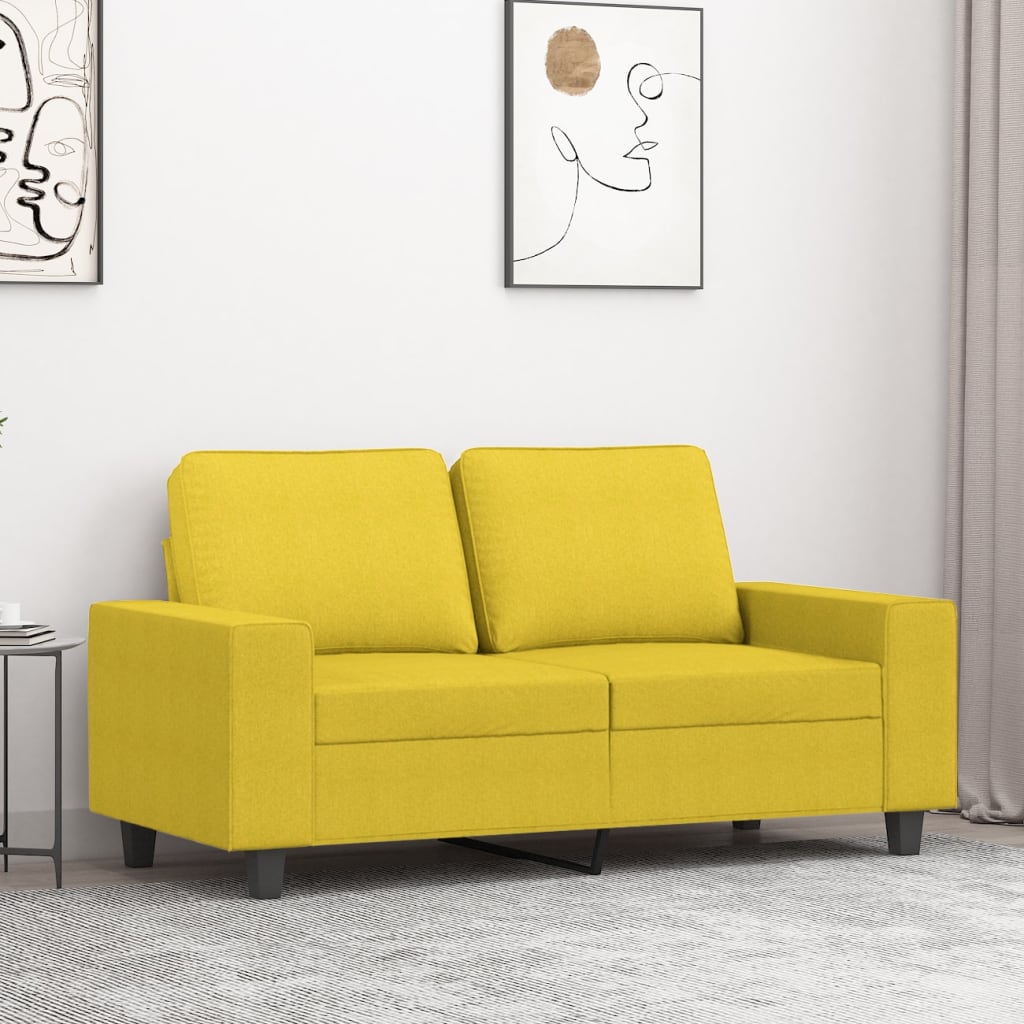 Canapé à 2 places Jaune clair 120 cm Tissu Canapés vidaXL   