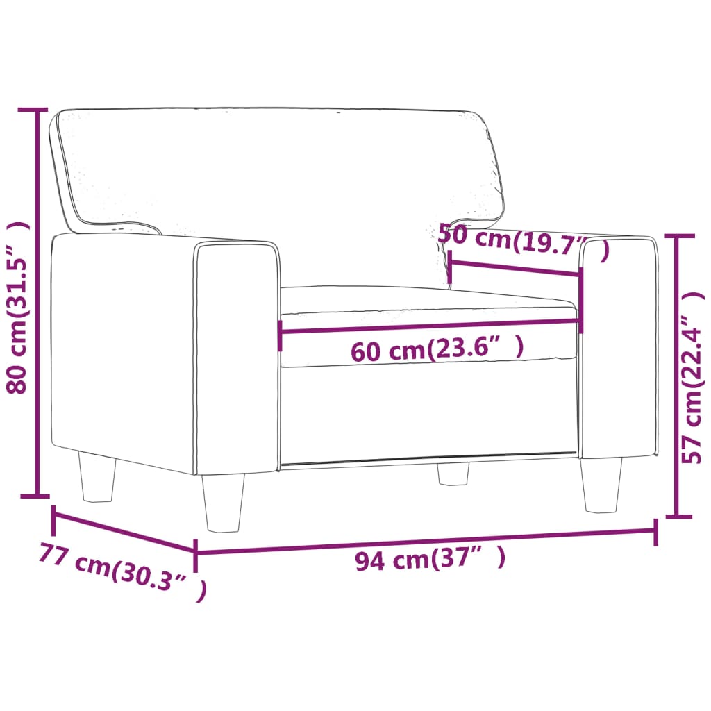 Fauteuil Noir 60 cm Similicuir Canapés vidaXL   