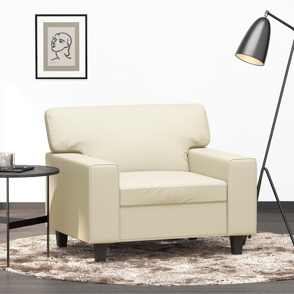 Fauteuil Crème 60 cm Similicuir Canapés vidaXL   