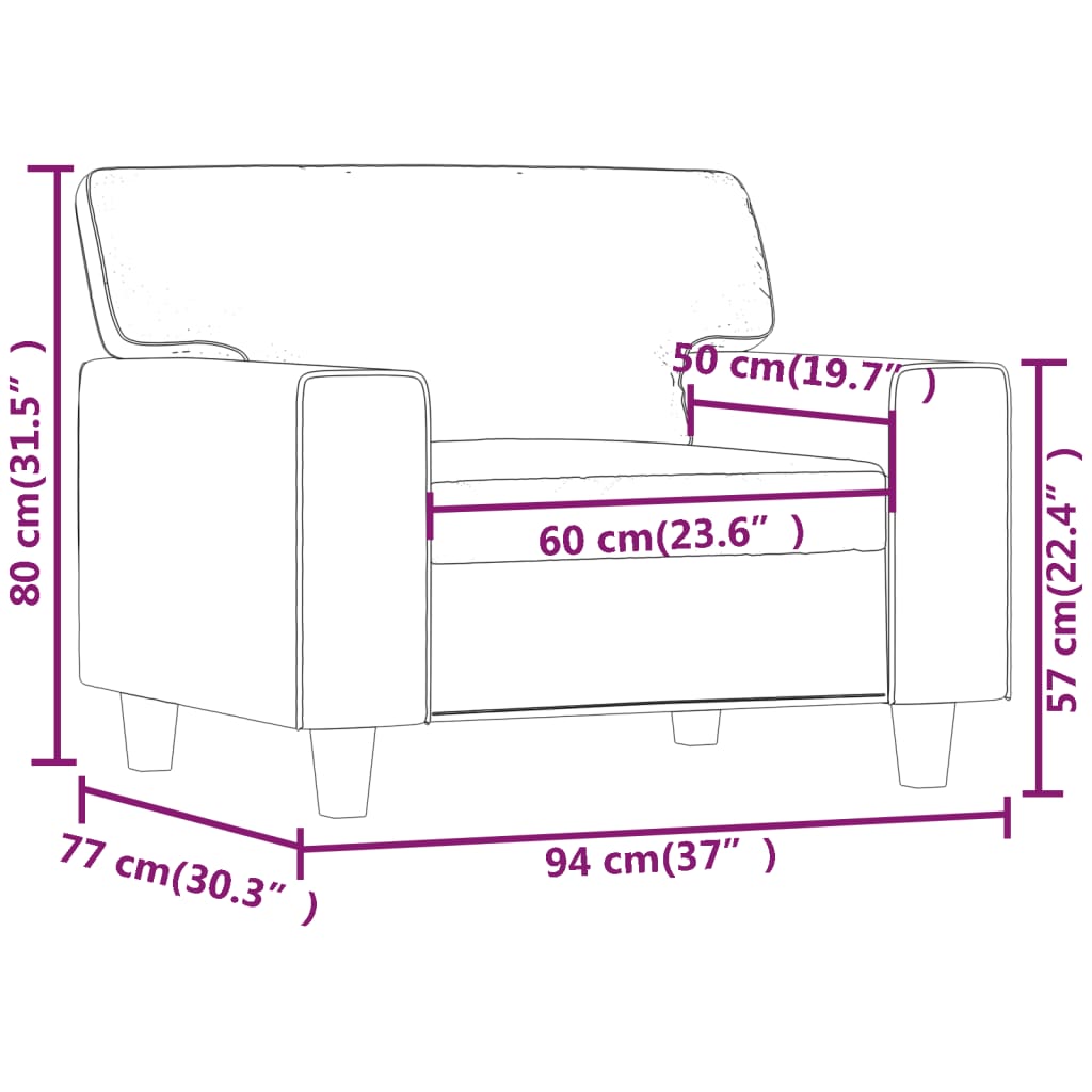 Fauteuil Gris 60 cm Similicuir Canapés vidaXL   