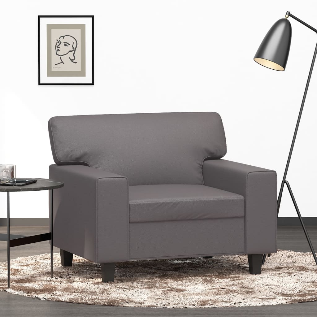 Fauteuil Gris 60 cm Similicuir Canapés vidaXL   