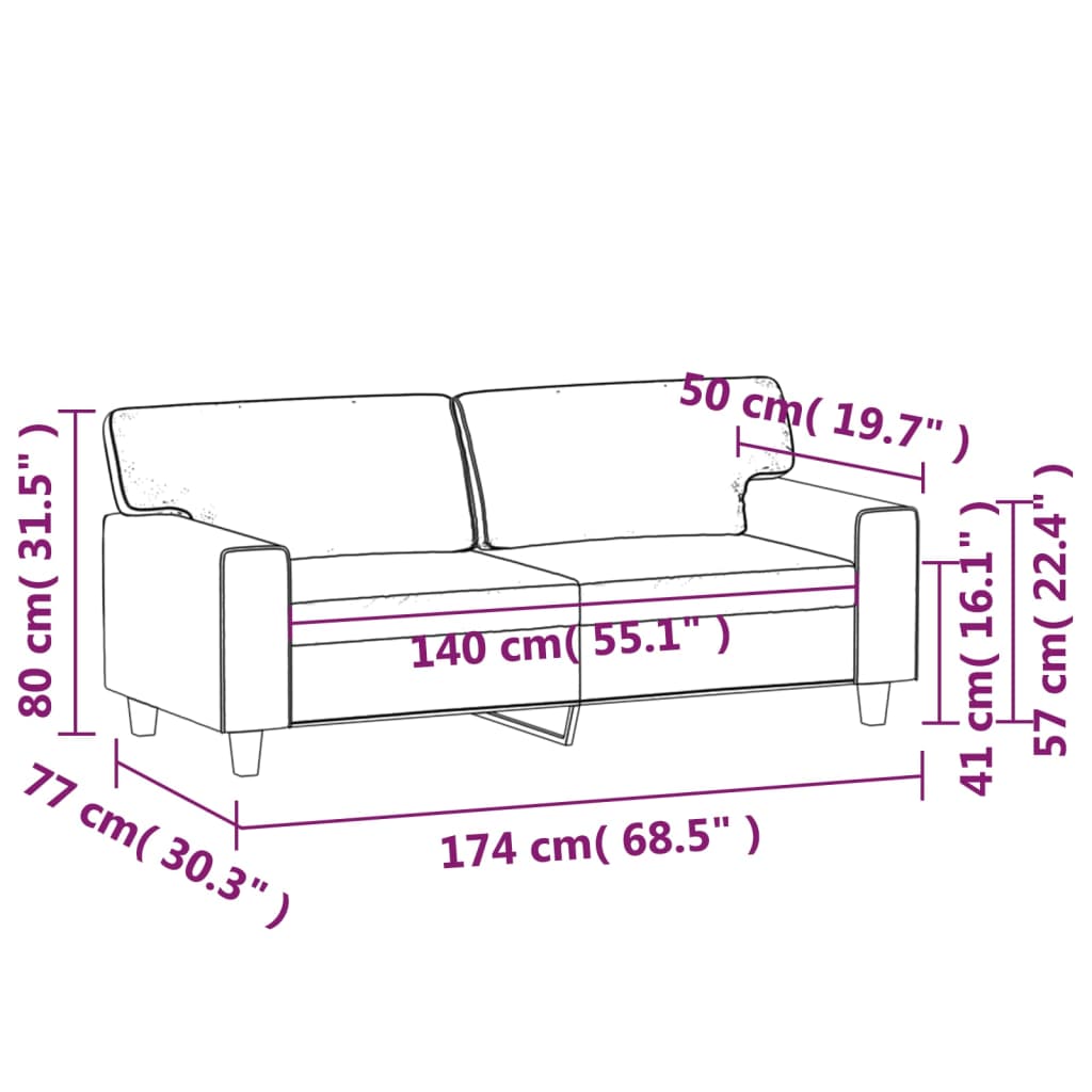 Canapé à 2 places Rouge bordeaux 140 cm Similicuir Canapés vidaXL   