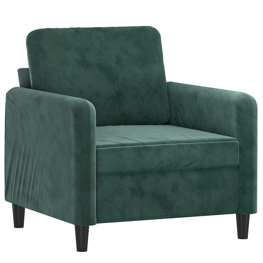 Fauteuil Vert foncé 60 cm Velours Canapés vidaXL   