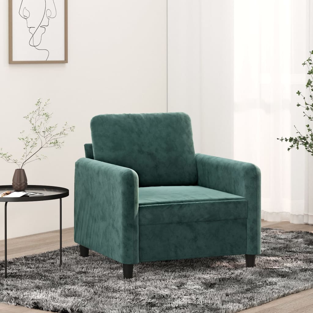 Fauteuil Vert foncé 60 cm Velours Canapés vidaXL   