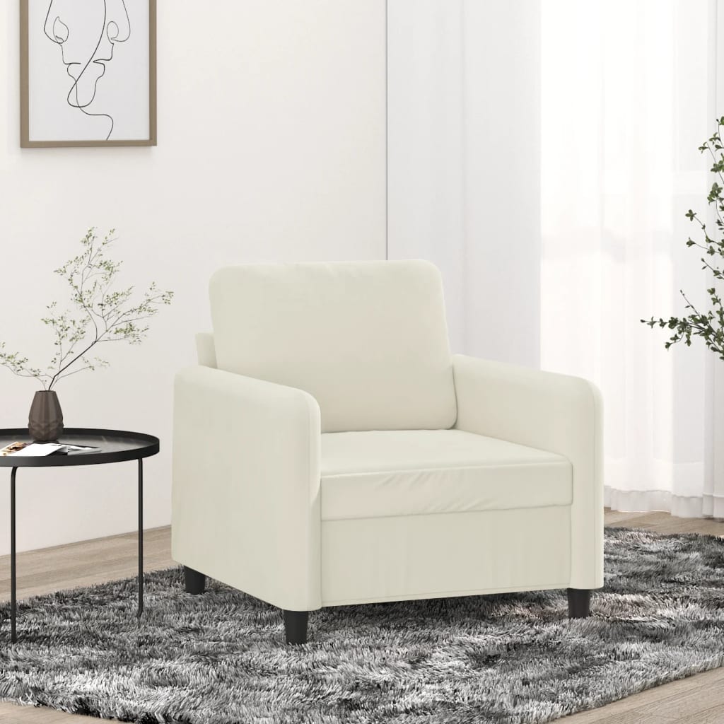 Fauteuil Crème 60 cm Velours Canapés vidaXL