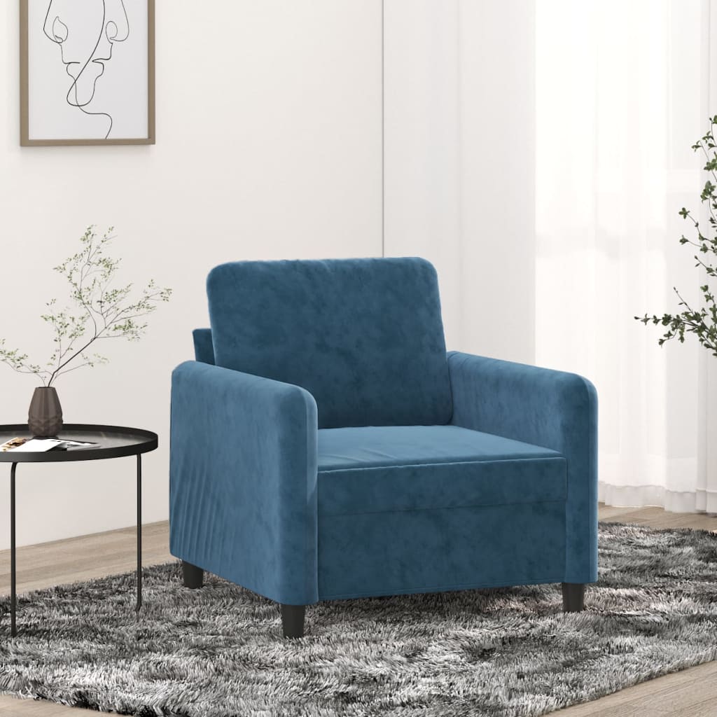 Fauteuil Bleu 60 cm Velours Canapés vidaXL   