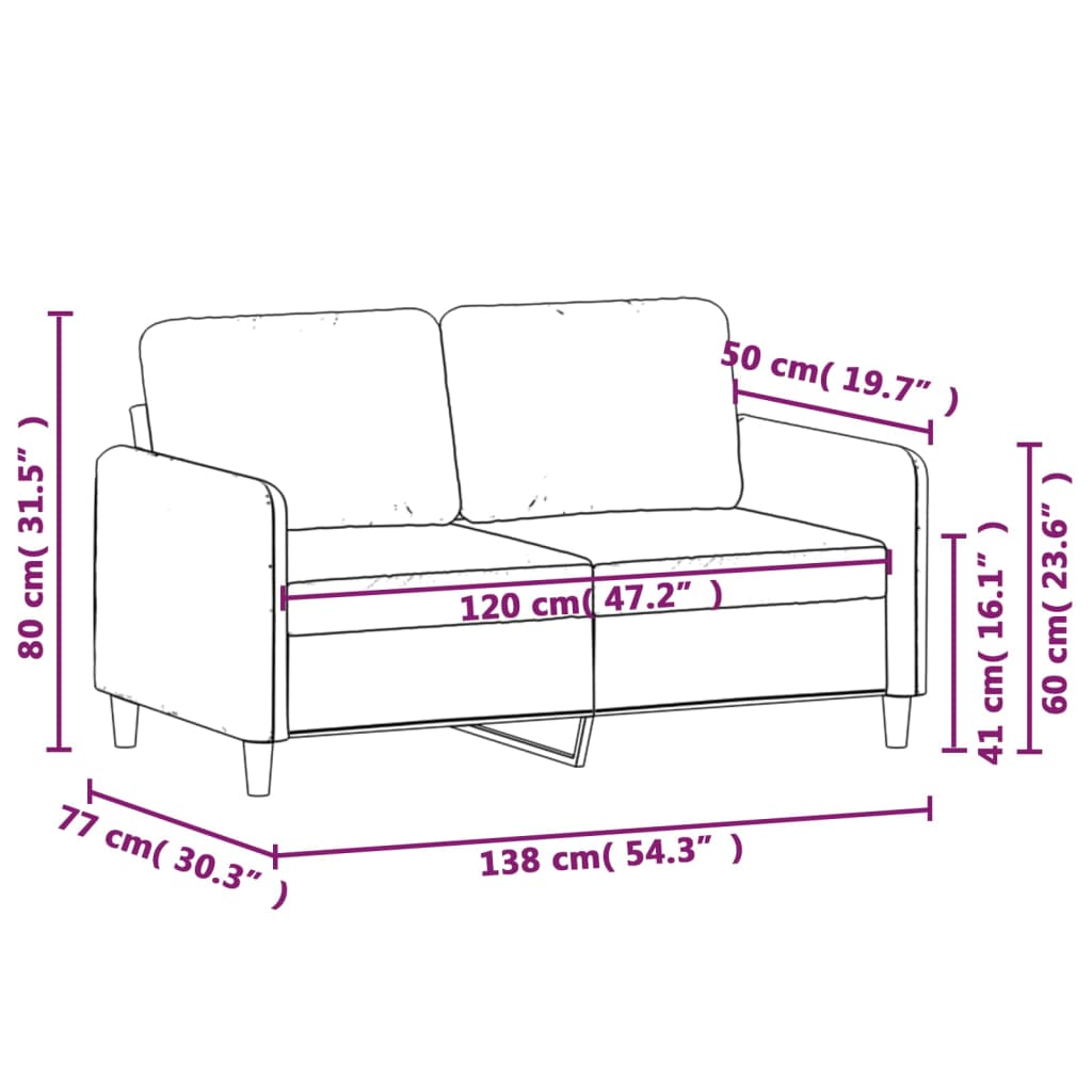 Canapé à 2 places Vert foncé 120 cm Velours Canapés vidaXL