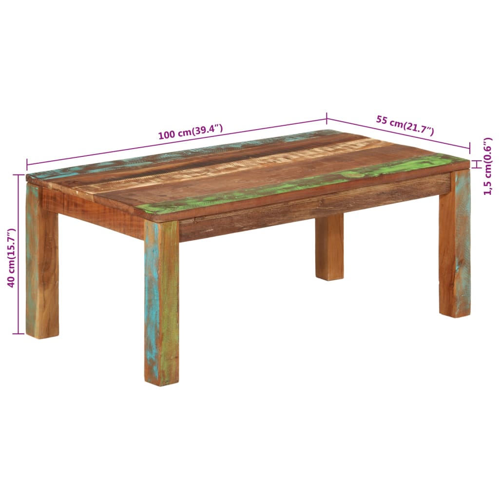 Table basse 100x55x40 cm bois de récupération massif Tables basses vidaXL   