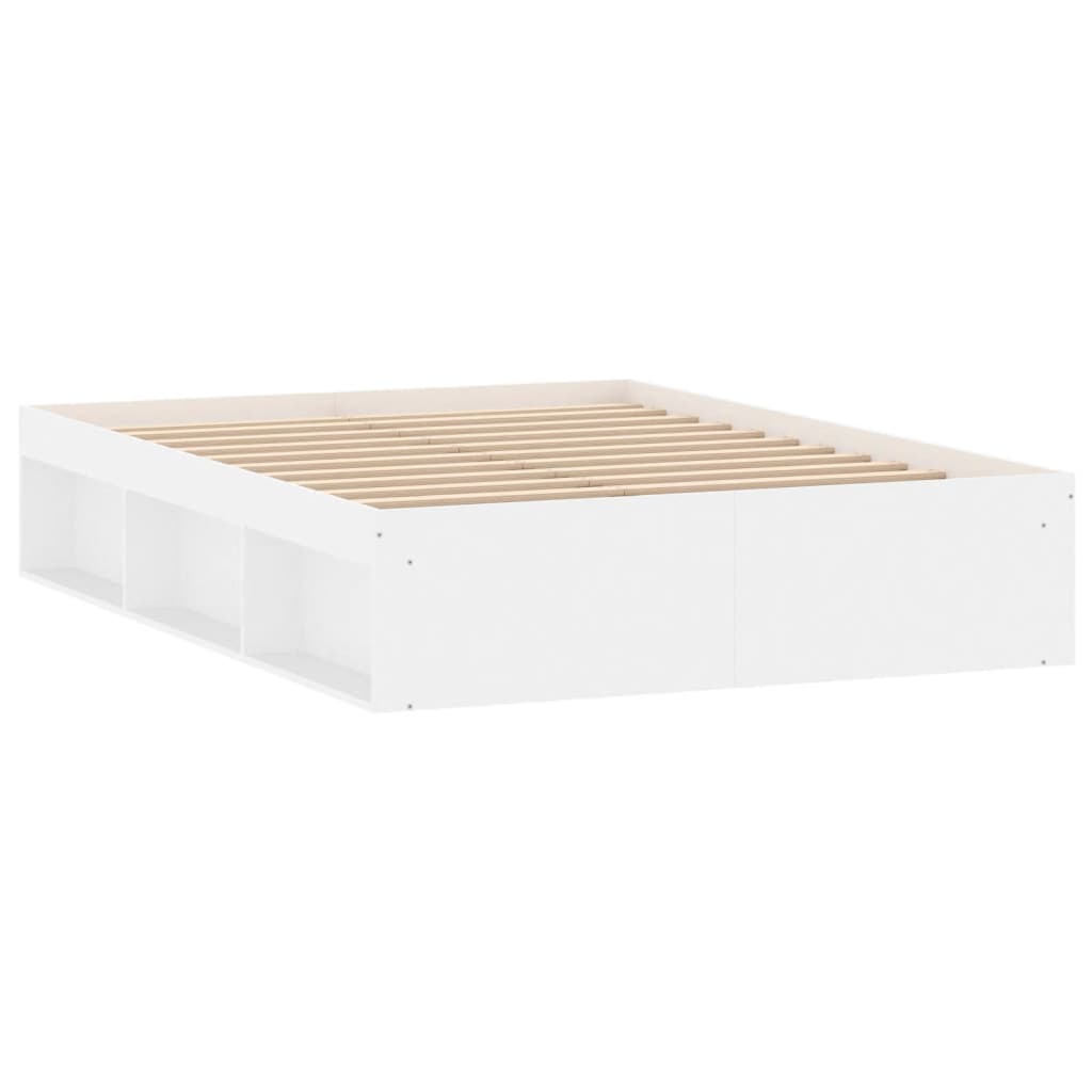 Cadre de lit blanc 135x190 cm double Lits & cadres de lit vidaXL   