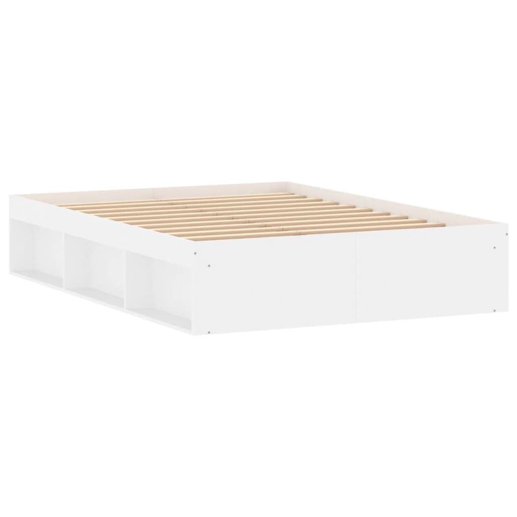 Cadre de lit blanc 135x190 cm double Lits & cadres de lit vidaXL   