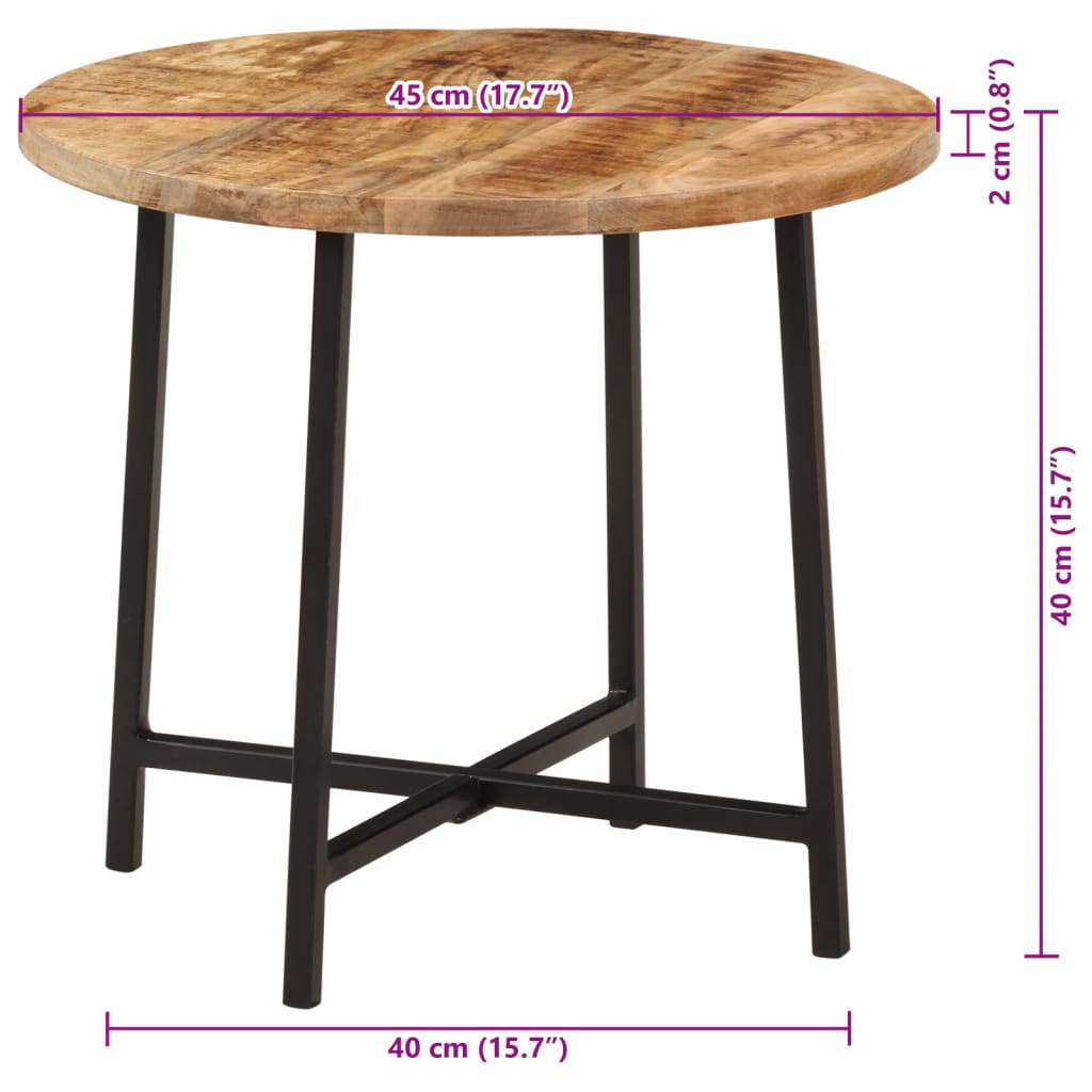 Table basse 45x45x40 cm bois de manguier solide et fer Tables basses vidaXL   