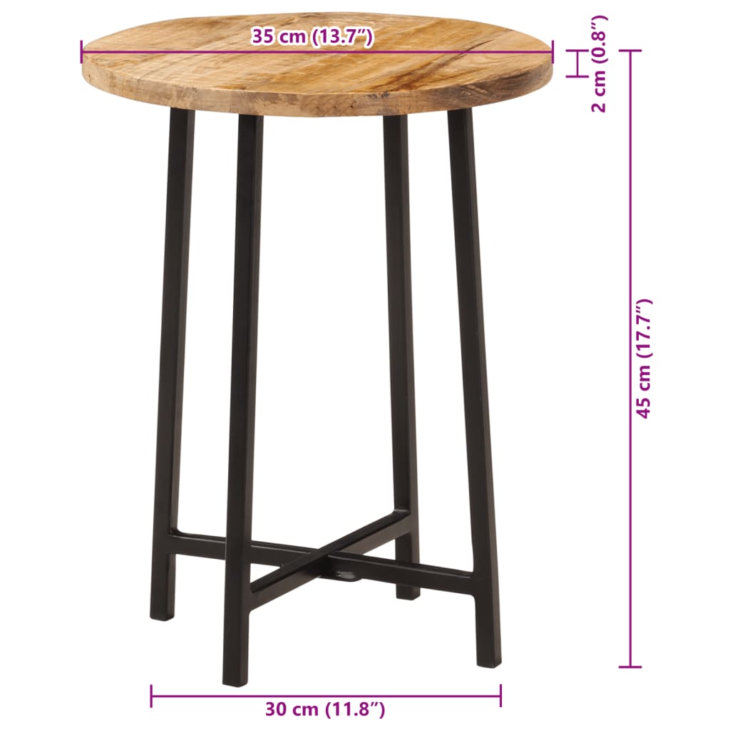 Table basse 35x35x45 cm bois de manguier solide et fer Tables basses vidaXL   