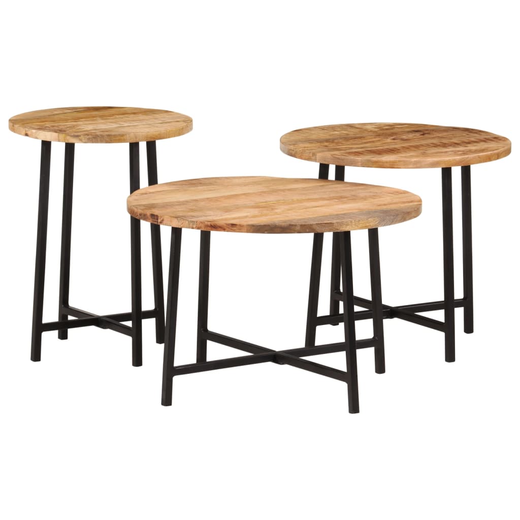 Tables basses gigognes 3 pcs bois massif de manguier et fer Tables basses vidaXL   