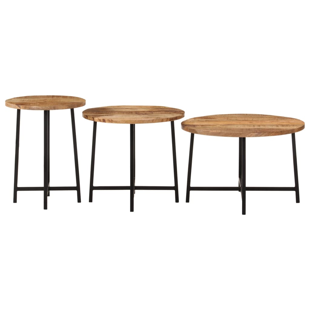 Tables basses gigognes 3 pcs bois massif de manguier et fer Tables basses vidaXL   