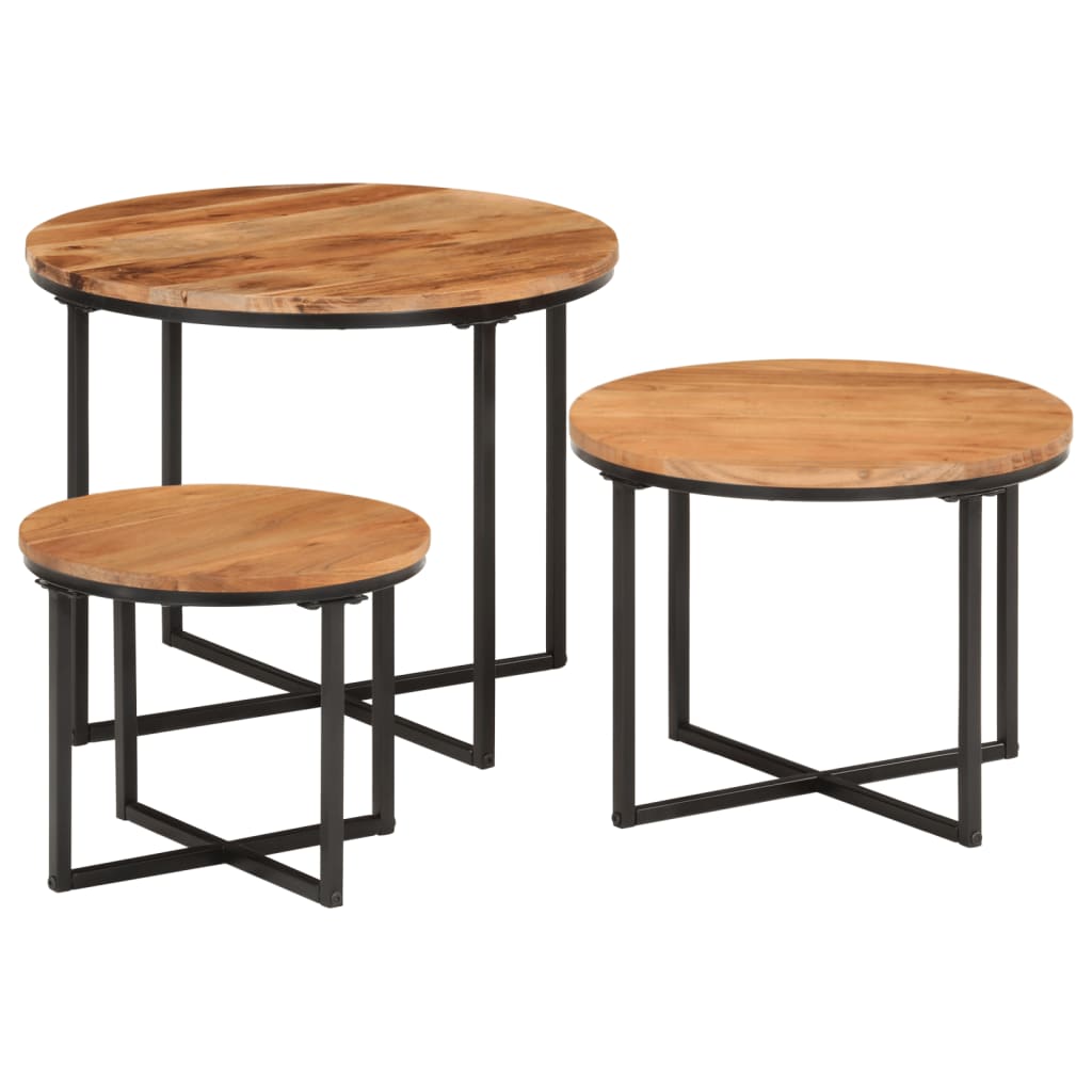 Tables basses gigognes 3 pcs bois massif d'acacia et fer Tables basses vidaXL   