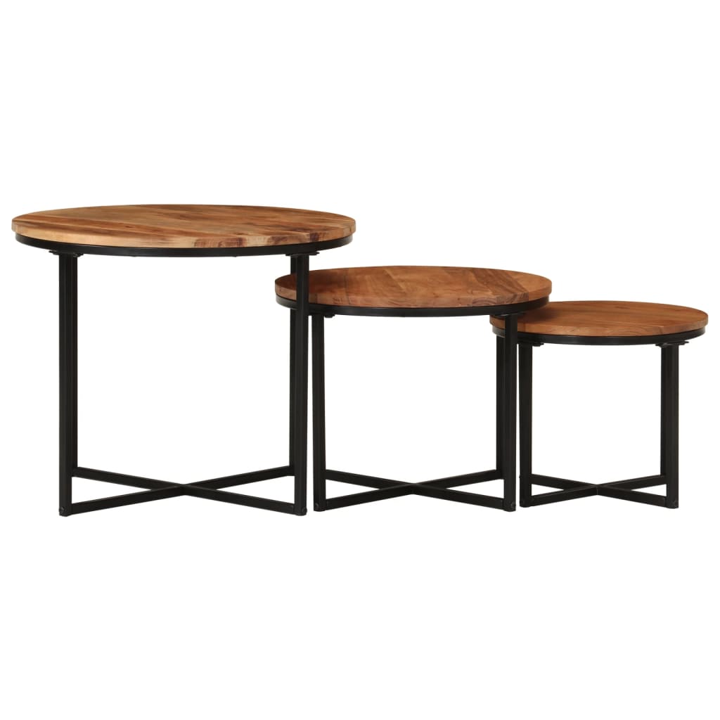 Tables basses gigognes 3 pcs bois massif d'acacia et fer Tables basses vidaXL   