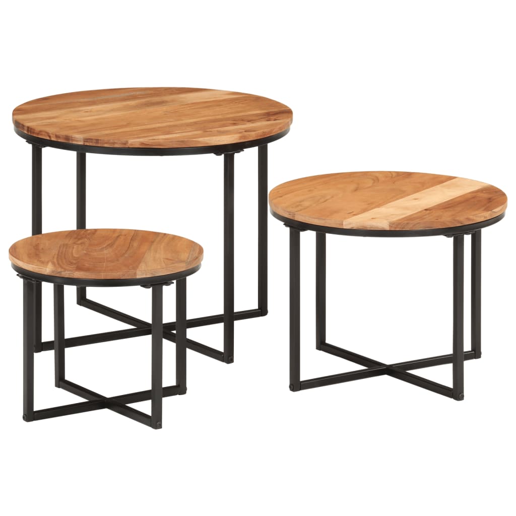 Tables basses gigognes 3 pcs bois massif d'acacia et fer Tables basses vidaXL   