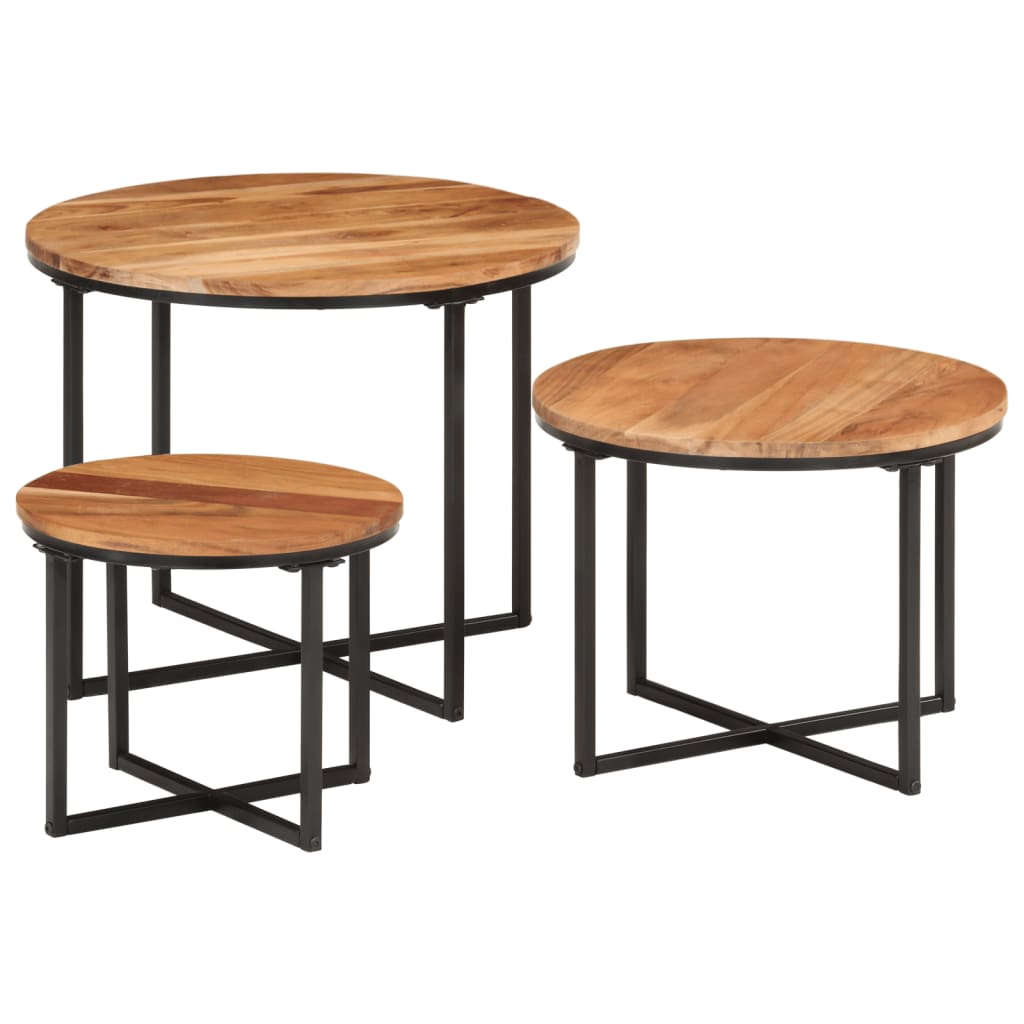 Tables basses gigognes 3 pcs bois massif d'acacia et fer Tables basses vidaXL   