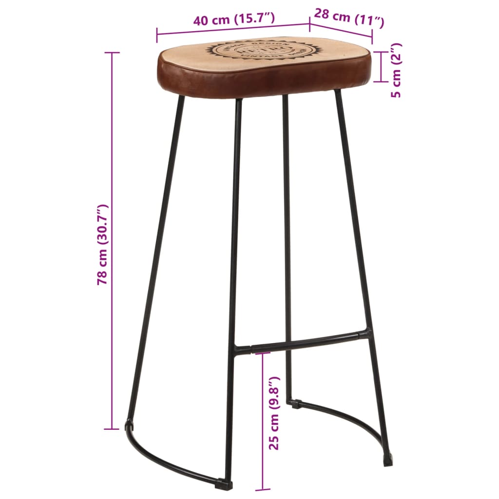 Tabourets de bar lot de 2 marron foncé 44x37,5x78 cm Tabourets de bar vidaXL   