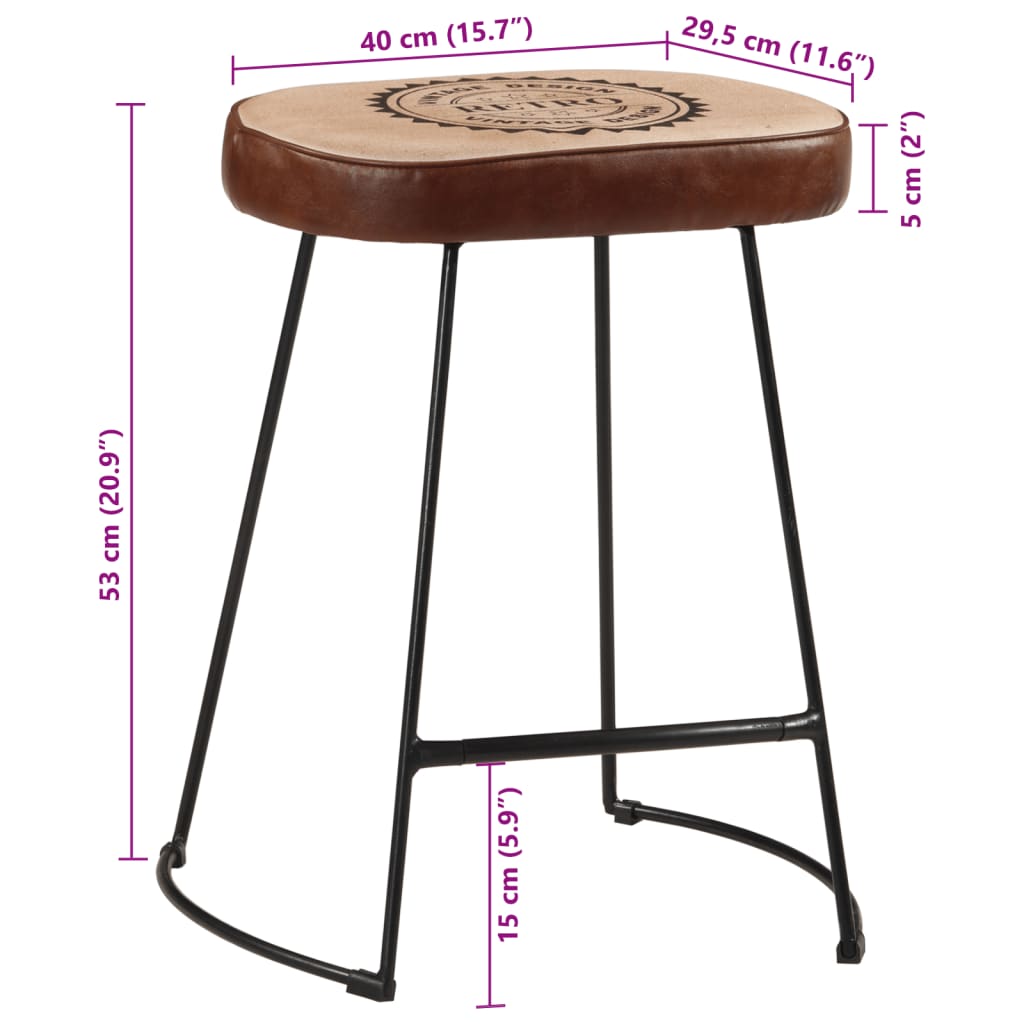 Tabourets de bar lot de 2 marron foncé 40x29,5x53 cm Tabourets de bar vidaXL   