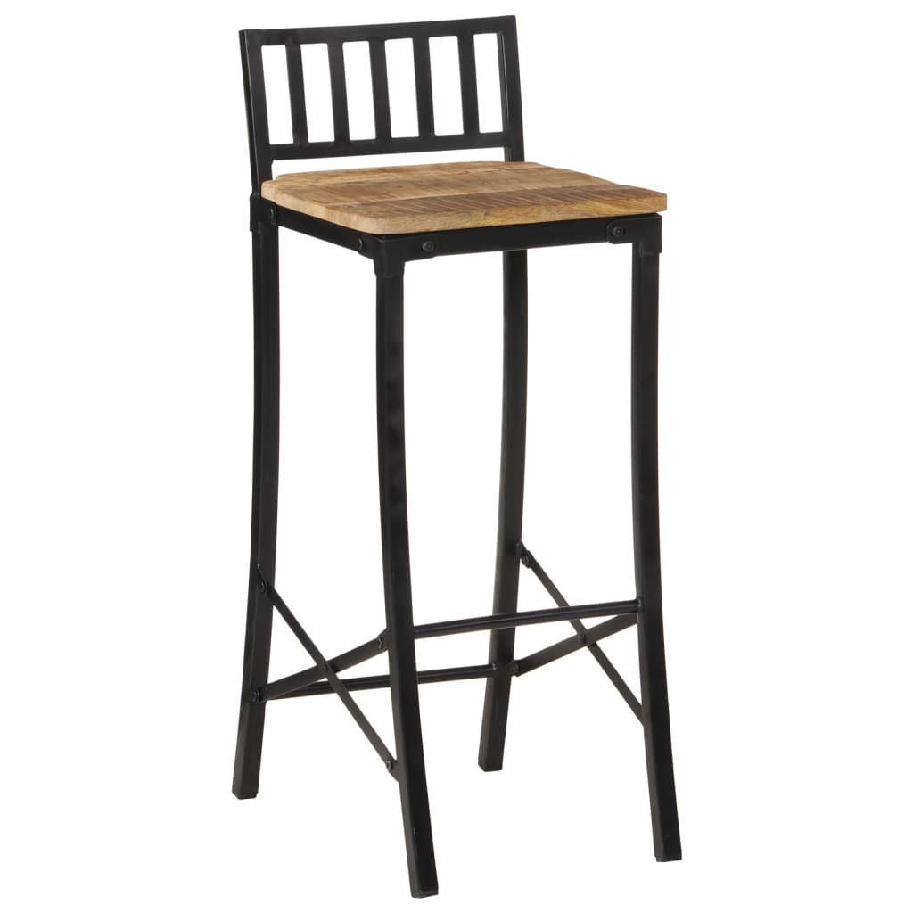 Chaises de bar lot de 2 bois de manguier massif brut Tabourets de bar vidaXL   