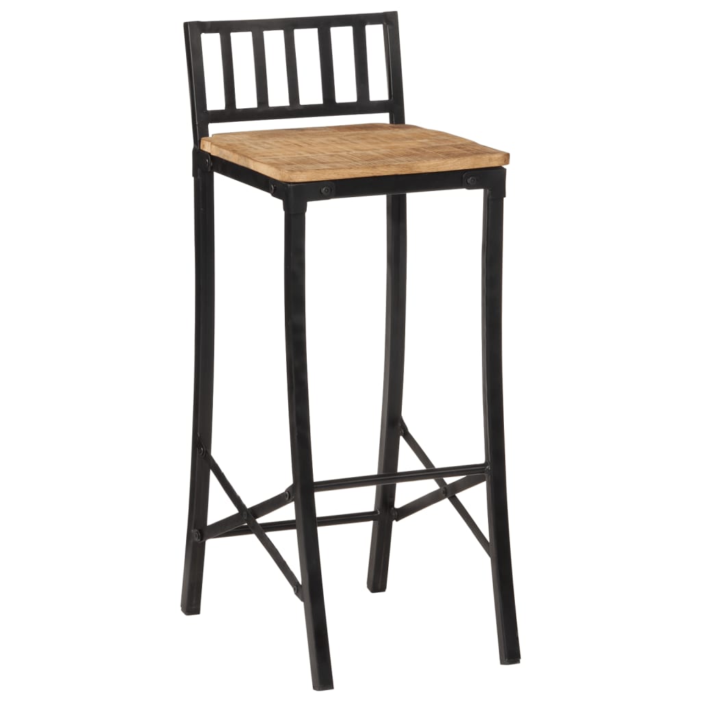 Chaises de bar lot de 2 bois de manguier massif brut Tabourets de bar vidaXL   