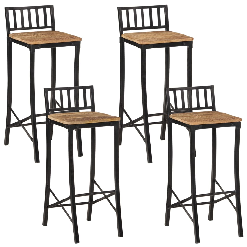 Chaises de bar lot de 4 bois de manguier massif brut Tabourets de bar vidaXL   