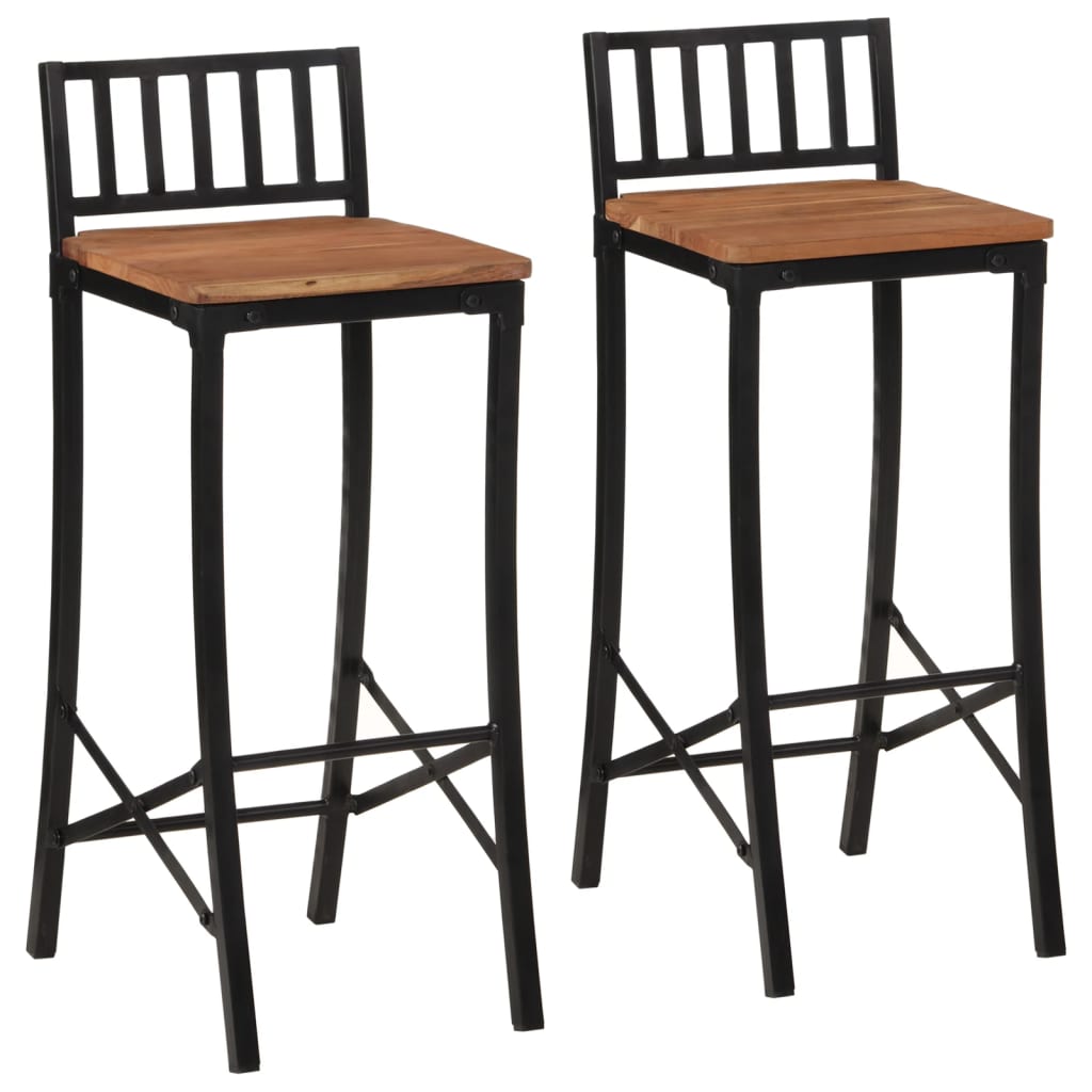 Chaises de bar lot de 2 bois d'acacia massif Tabourets de bar vidaXL   