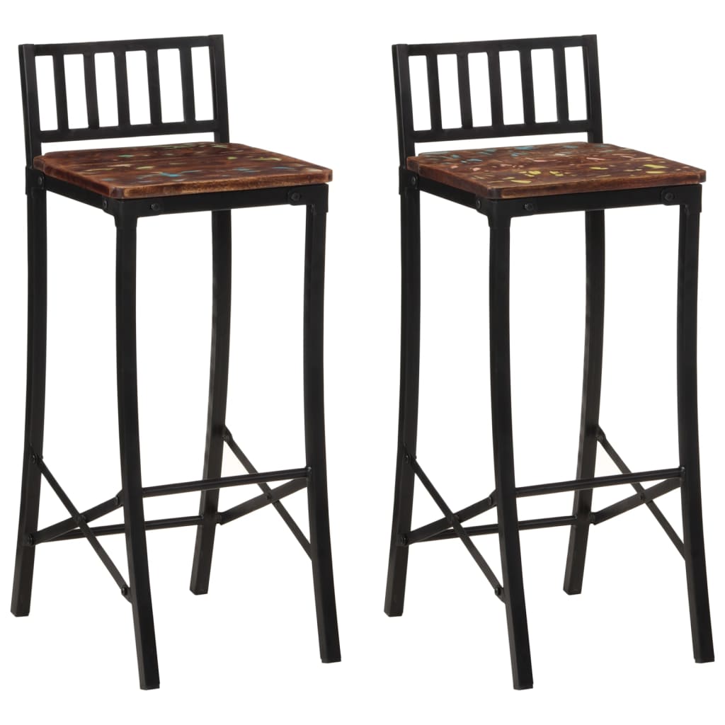 Chaises de bar lot de 2 bois de récupération massif Tabourets de bar vidaXL   